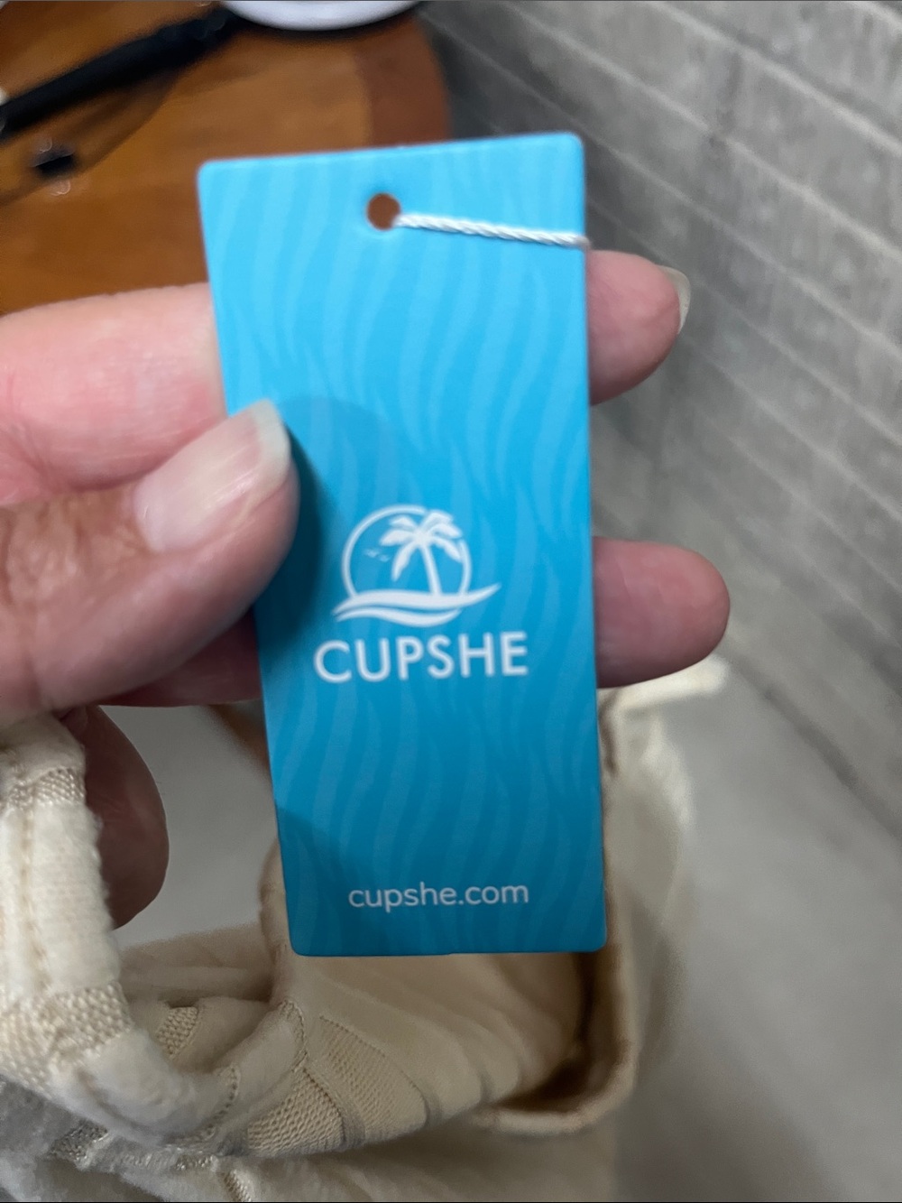 Cupshe Cream Ribbed One-Shoulder Knot Front Top - Picture 3 of 3